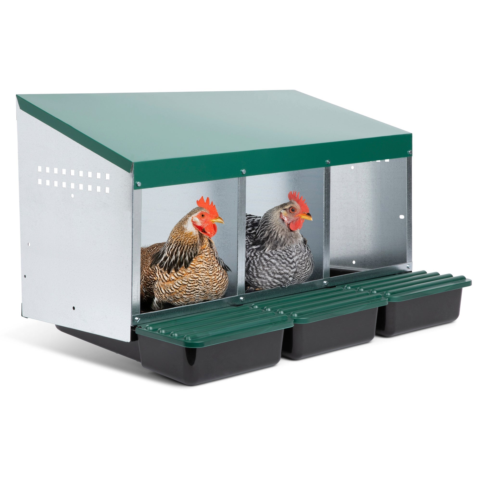 3 Compartment Roll Away/ Roll Out Chicken Nesting Box with Compact Trays/Lids