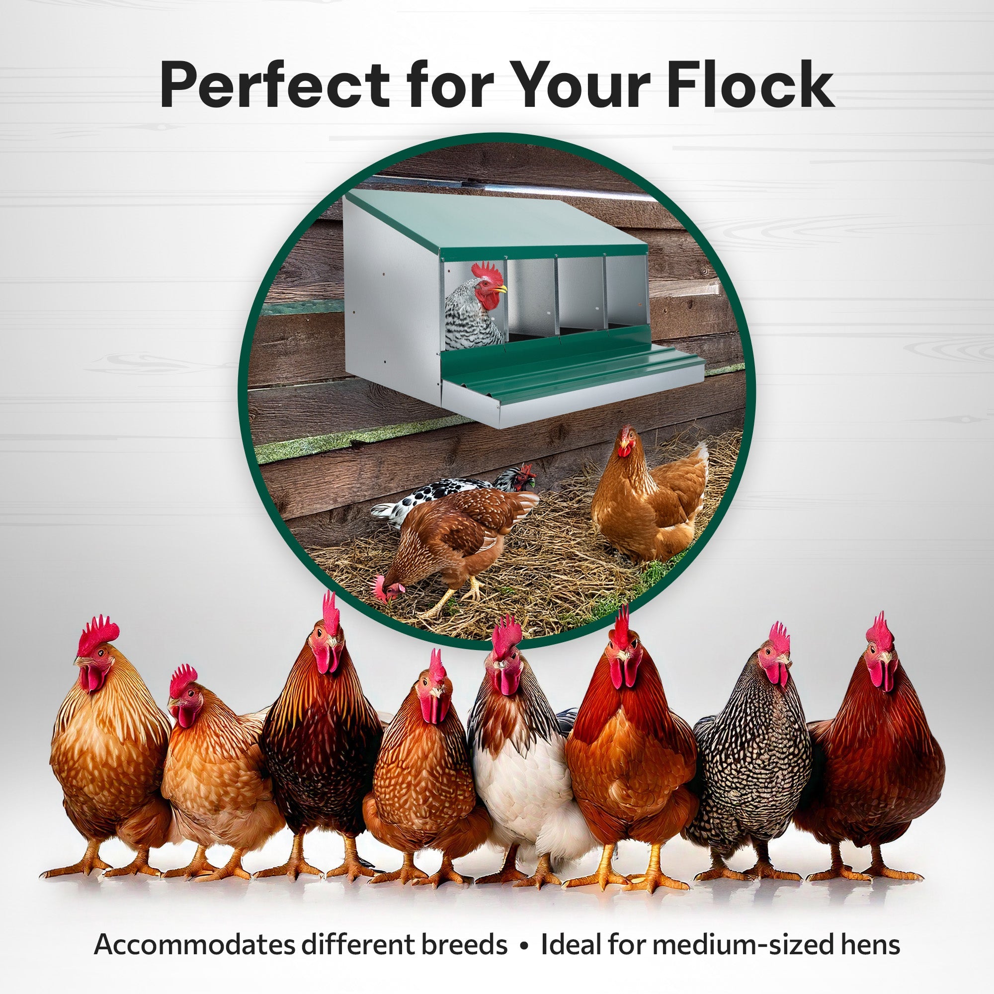 4 Compartment Pro Deluxe Chicken Nesting Box with Deluxe Trays
