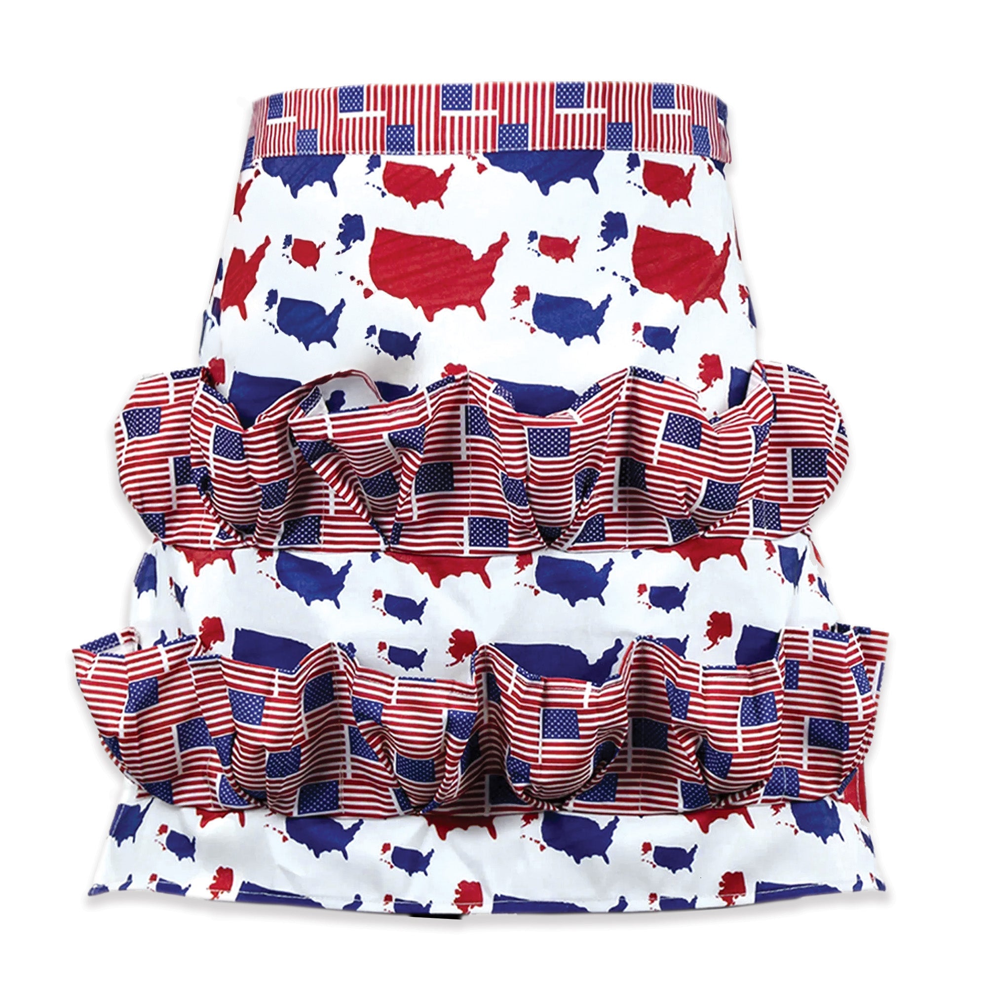 Red, White & Blue Farmhouse Egg Collecting & Vegetable Picking Apron (12 Pockets)