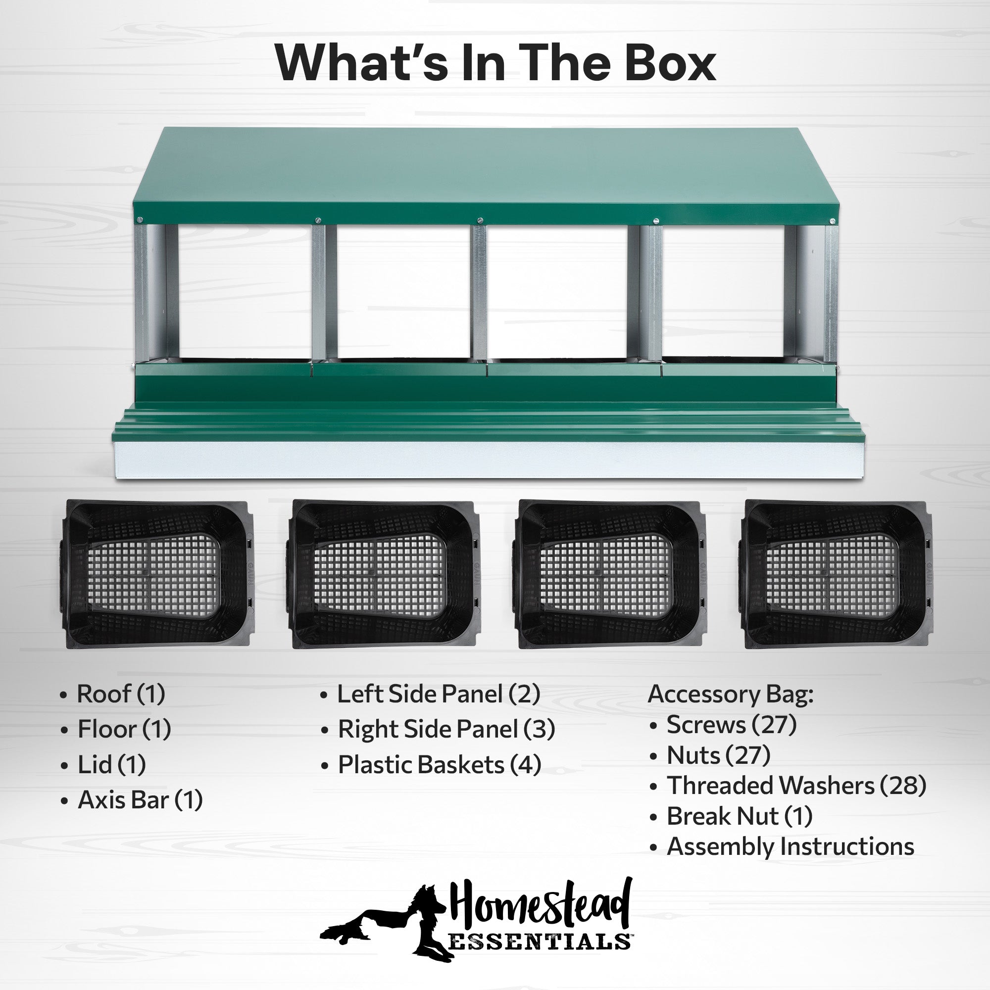 4 Compartment Pro Deluxe Chicken Nesting Box with Deluxe Trays