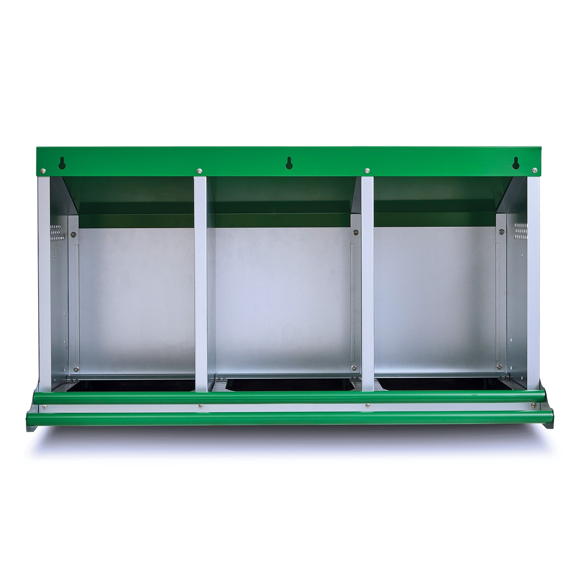 3 Compartment Reverse Roll Away/ Roll Out Chicken Nesting Box with Classic Trays/Lids & 2 Perches
