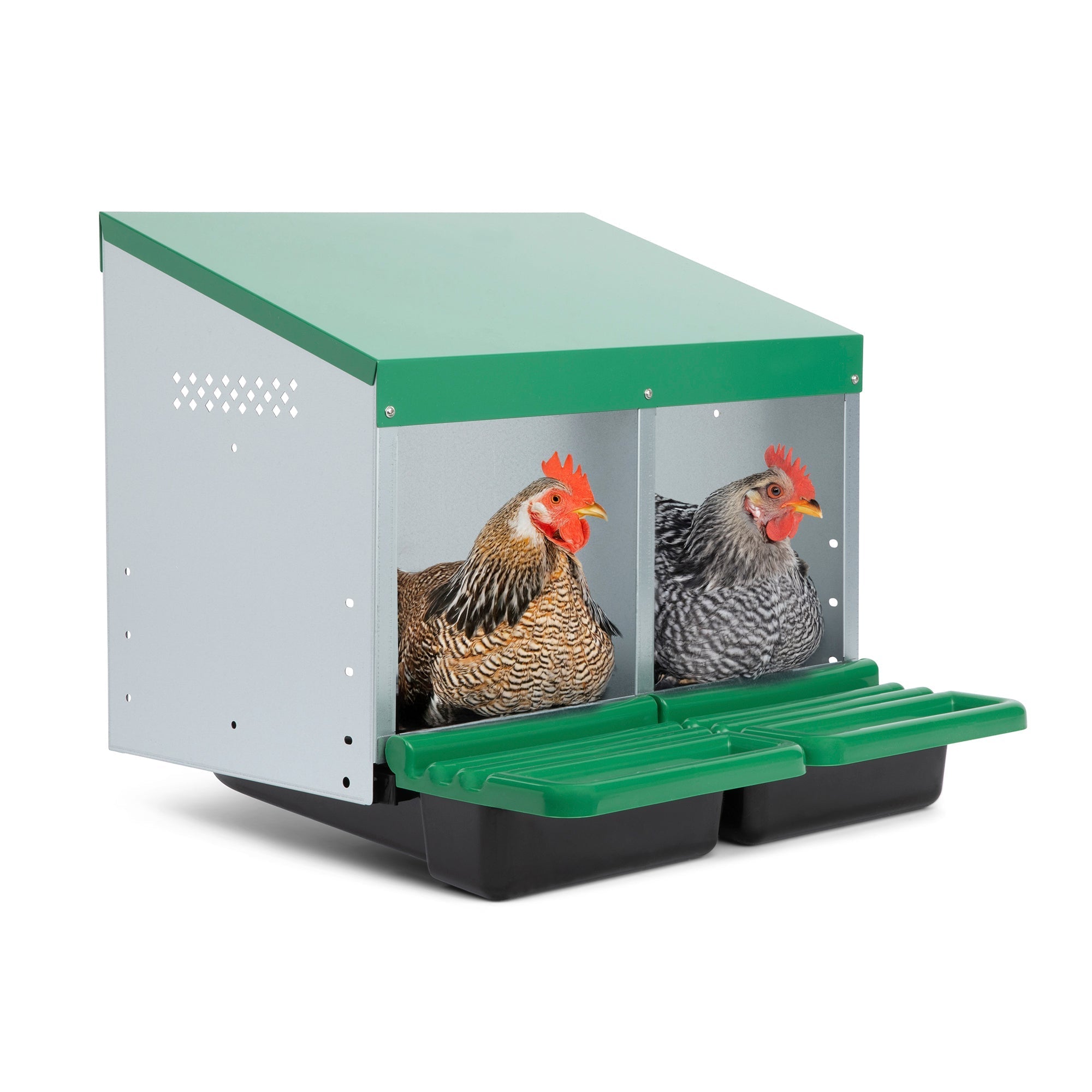 2 Compartment Roll Away/ Roll Out Chicken Nesting Box with Classic Trays/Lids