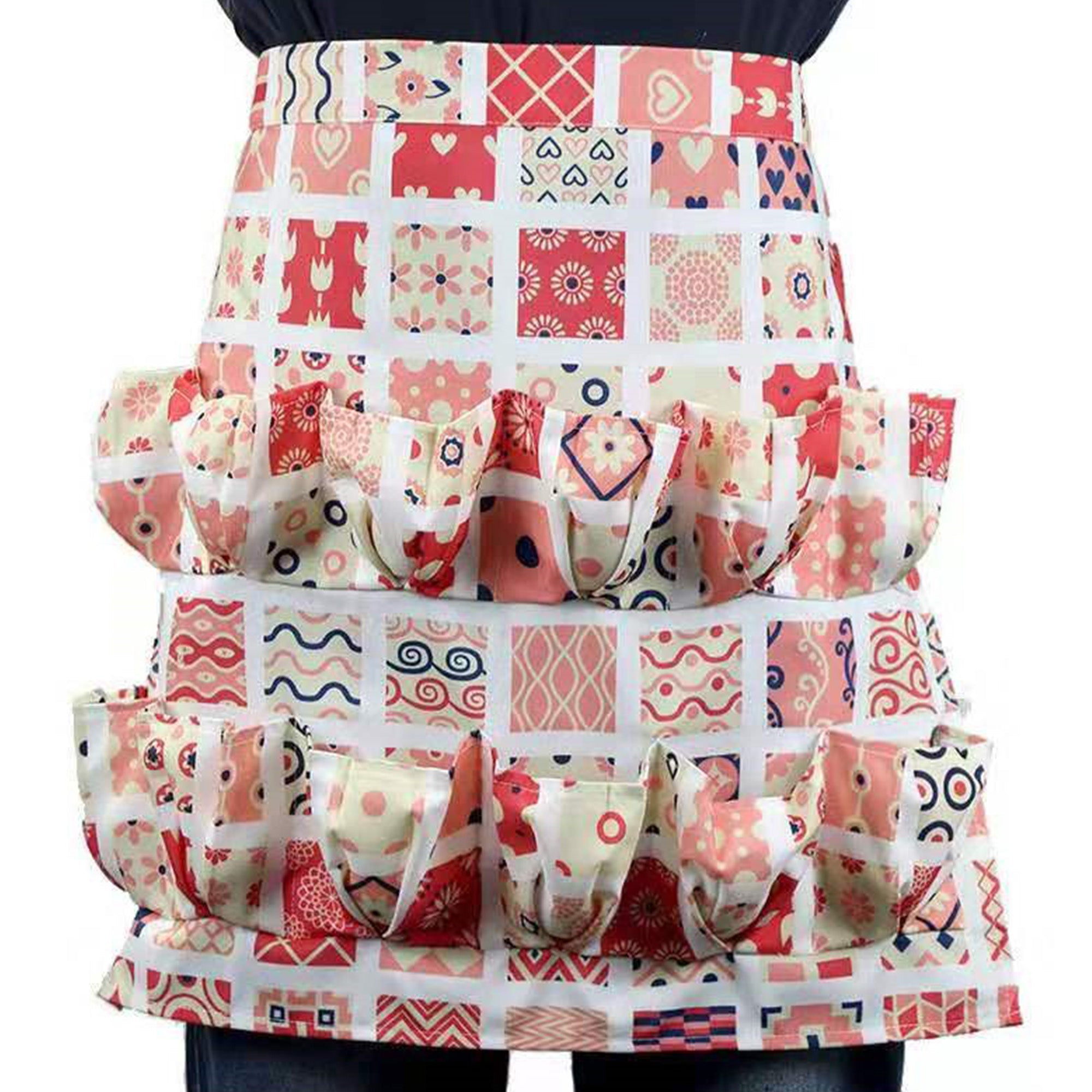 Vintage Print Farmhouse Egg Collecting & Vegetable Picking Apron (12 Pockets)