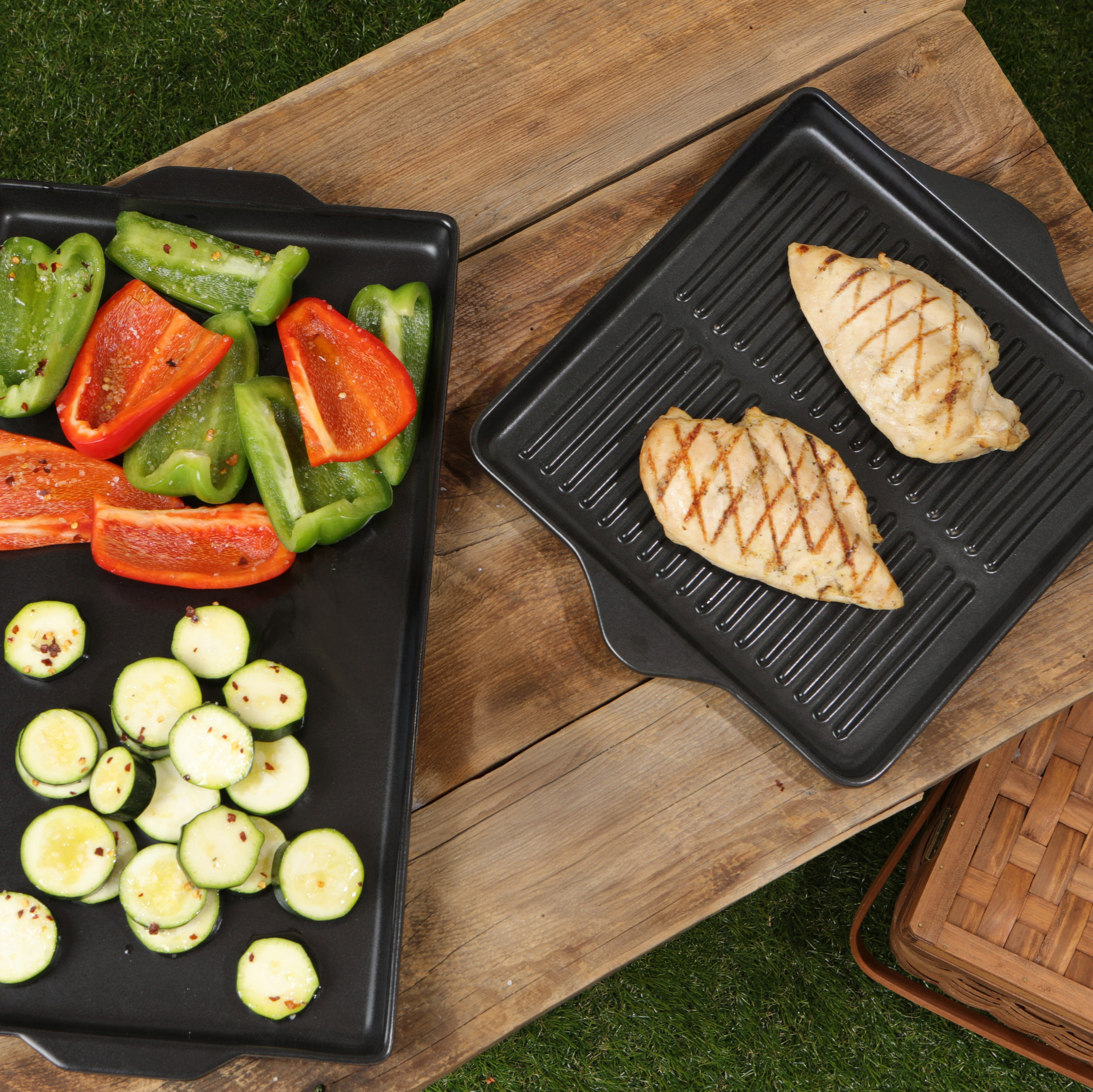 Indoor/Outdoor Ceramic Stoneware Grilling Duo Bundle